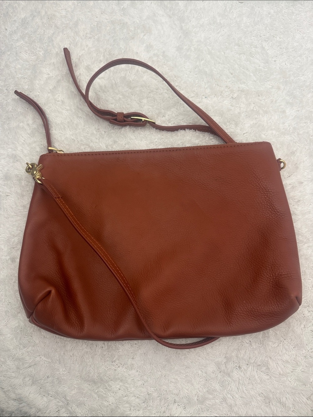 Women's Brown Leather Shoulder Bag with Adjustable Strap